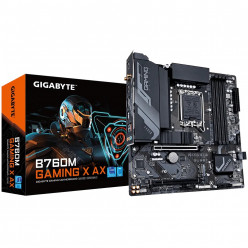 GIGABYTE B760M GAMING X AX, Socket 1700, Intel® B760 (14/13/12th Gen CPU), 10Phases, CPU iGPU, Dual 4xDDR5-7600, HDMI, DP, 2xPCIe X16, 4xSATA3, RAID, 2xM.2 4.0, ALC897 HDA 7.1, 1x2.5GbE LAN, WiFi6E/BT, 1xUSB-C 3.2 Gen2, 5xUSB 3.2, RGB Fusion 2.0, mATX